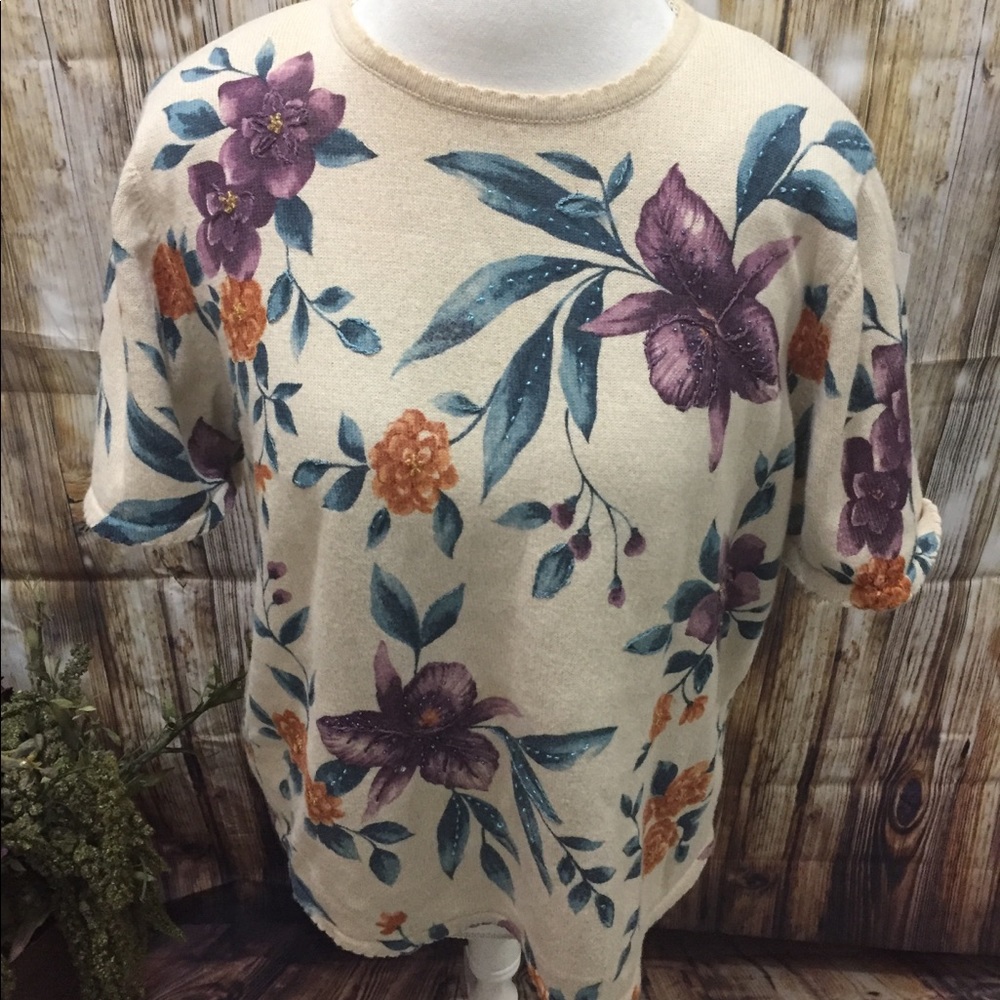 Vintage Alfred Dunner Beaded Floral Sweater